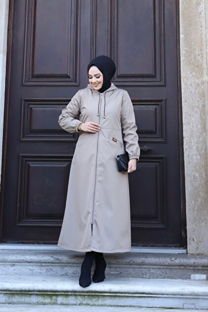 Vibeys Collection Bej İçi Çizgili Önü Cepli Ve Kendinden Astarlı