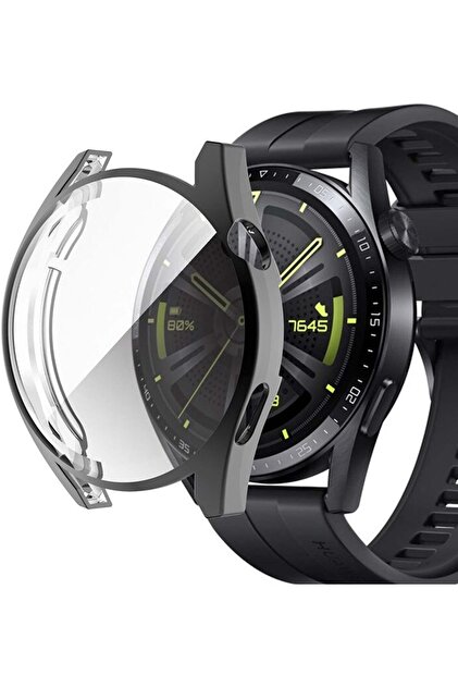 Fibaks Huawei GT3 46mm Ile Uyumlu Kasa Ve Ekran Koruyucu 360 Tam
