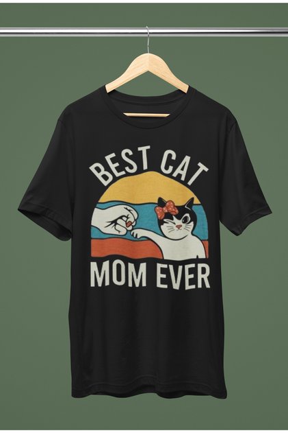 Best Cat Mom Printed Cycling Collar Cotton Oversize Short Sleeve Tshirt