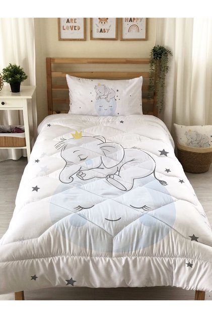 Elephant Patterned Quilted Quilt, Decorative Bedspread