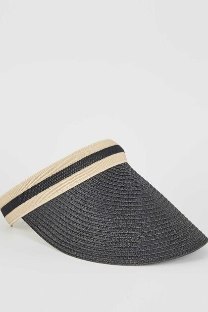 Women's Black Straw Visor Hat 186A01566