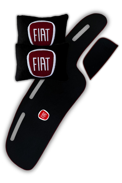Fiat Tipo Tempra Compatible Dashboard Protection Mat & 2-Piece Black Fleece Car Travel Neck Pillow