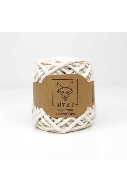 Snur de macrame din bumbac țesut 3mm Ecru - 100 grame