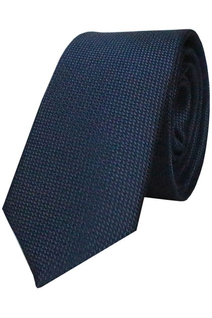 Men's Navy Blue Dobby Eyelet Patterned Narrow Handkerchief Tie