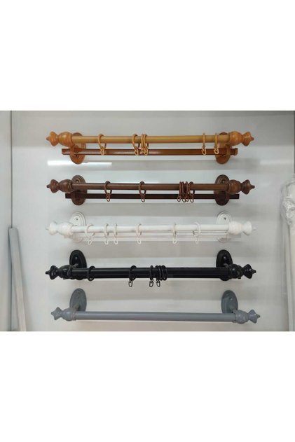 Tek Raylı Ahşap Rustik Perde Askısı 200 Cm