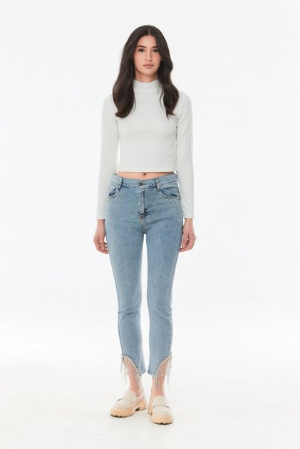 Stoned High Waist Straight Fit Girl's Jeans