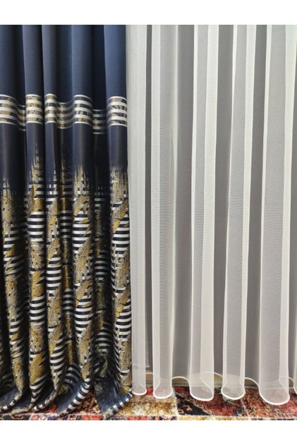 Off-White Tulle Curtain with Greek Floor 1-3 Close Pleated Skirts and Birdcage