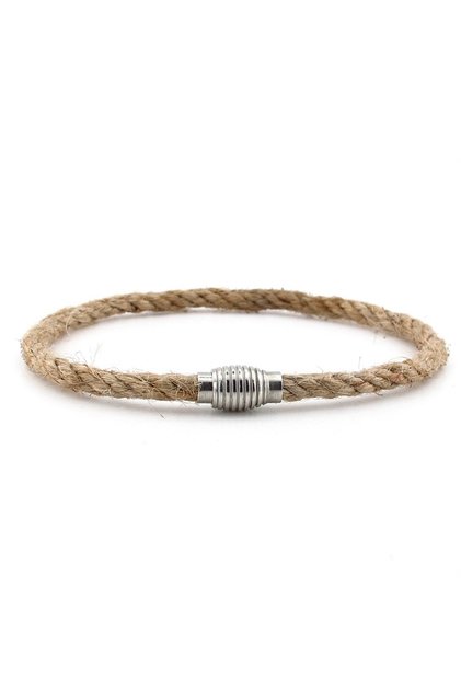 Cream Color Thin Rope Metal Magnet Single Row Men's Bracelet M054B