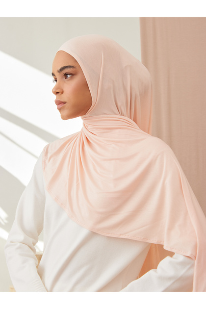 Small Practical Premium Jersey Shawl | Color: Cream Pink | Chin Stitched | Size: Young-Child | Instant Hijab