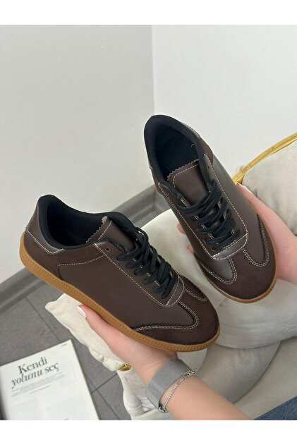 Brown Leather (Greece) Women's Lace-up Sneakers