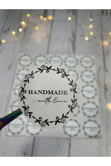 Handmade With Love Opaque Sticker - 50 Pieces