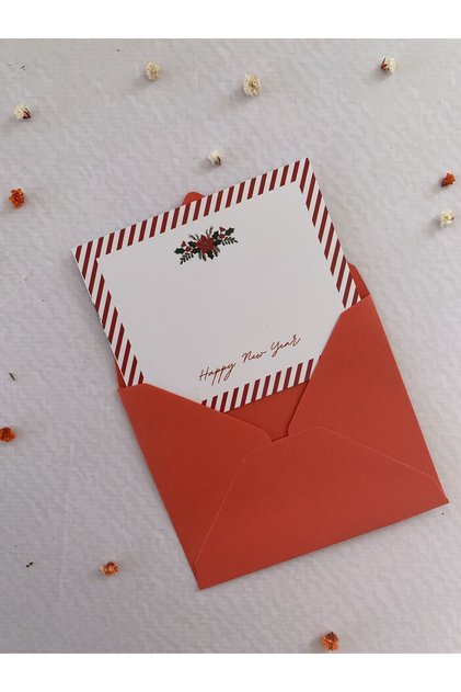 New Year-New Year Themed Note - Thank You - Envelope Card and Colorful Envelope / 30 Envelopes and Cards Each