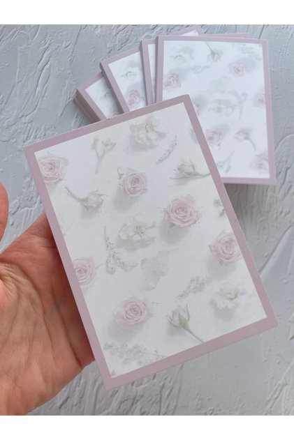 Toka Kartı - Mor Çerçeve Ve Çiçekli Tasarım 30 Adet / 9,5-13 Cm. Ebat