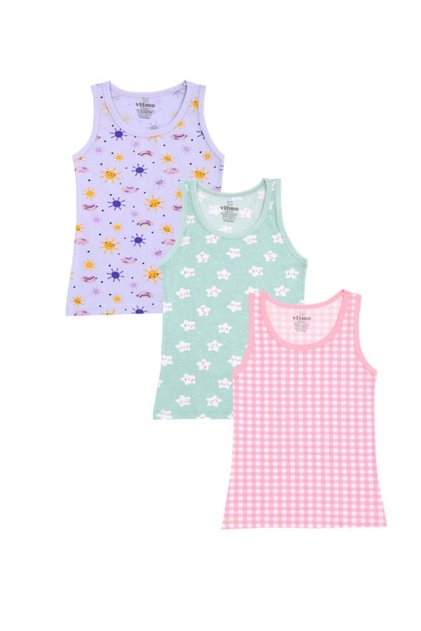 3-Piece Girls' Cotton Sun Mixed Undershirts
