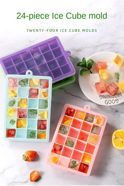 2 Pieces of 24-Piece Silicone Ice Tray Cocktail Fruit Ice Cream Presentation Shaped Ice Mold Ice Cube