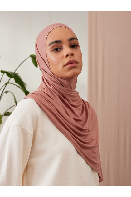 Small Practical Premium Jersey Shawl | Color: Terrakota | Chin Stitched | Size: Young-Child | Instant Hijab