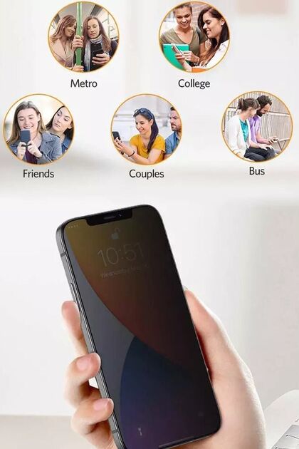 Powerfox Iphone 12 Kırılmaz Cam Privacy Hayalet Tam Kaplayan Ekran