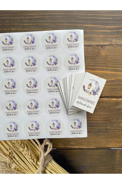 Happy Ramadan Themed Packing Set - 25 Pieces of Cards and Stickers