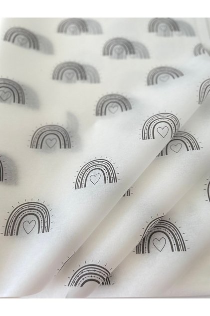 White Pelur Paper with Black Rainbow Pattern / Packaging Paper - 10 Pieces / 50X70 Cm.
