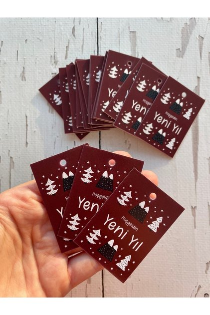 New Year's Card 6-4 Cm. Welcome New Year (WITH HOLE) - 50 Pieces