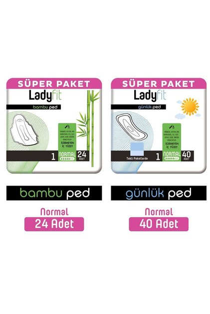Ladyfit Bambu Ped Süper Normal 24 Adet + Günlük Ped Süper Normal 40 Adet