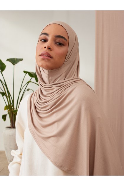 Small Practical Premium Jersey Shawl | Color: Hot Sand | Chin Stitched | Size: Young-Child | Instant Hijab