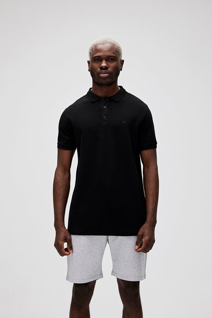 Stark Black Polo Neck Men's T-shirt