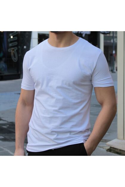 Men's White Crew Neck Slim Fit T-shirt