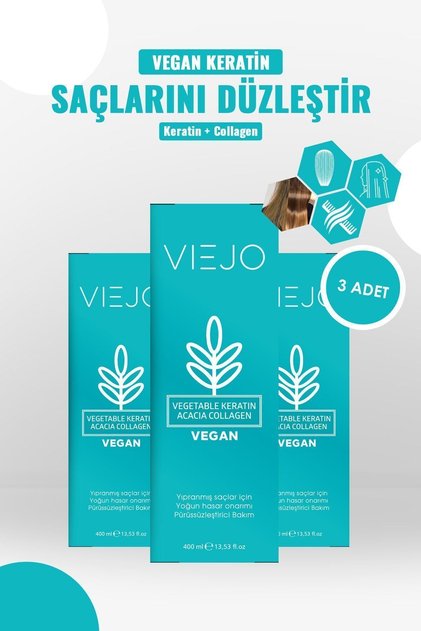 3 Adet - Vegan Saç Keratini - Collagen - Saç Düzleştirici