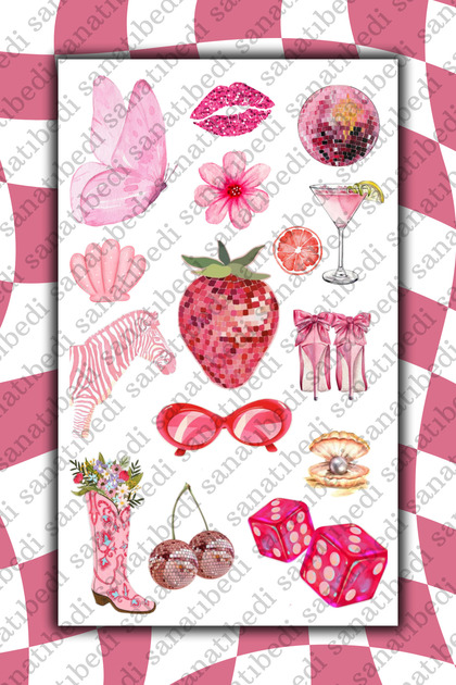 Pink Laptop Tablet Telefon Ajanda Bullet Journal Motor Sticker -suya Dayanıklı Etiket-
