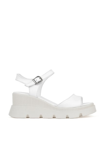 , Women's Genuine Leather Wedge Heel Sandals 1411020Z2003 White