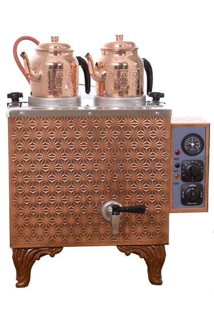 KUTLU SADRAZAM 2 DEMLİKLİ BAKIR ÇAY KAZANI (ELEKTRİKLİ)
