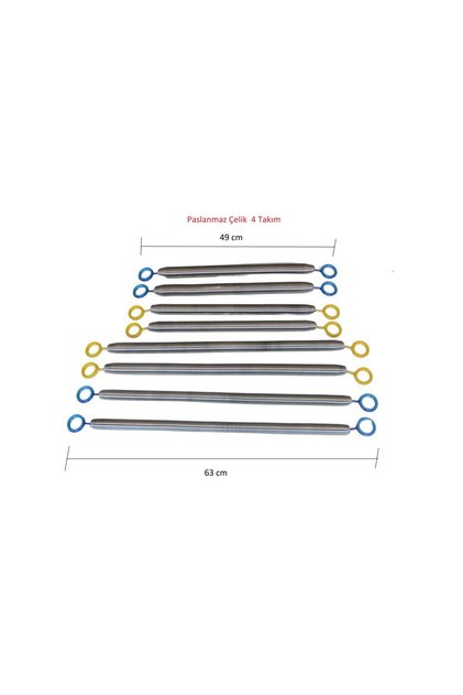 Reformer Tower - Push Through Bar Paslanmaz Çelik Yayı Full Takım Sarı Yay - Mavi 4 Çift ( 8 Adet)