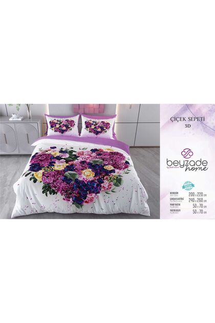 3D Double Duvet Cover Set 6 Piece Flower Basket
