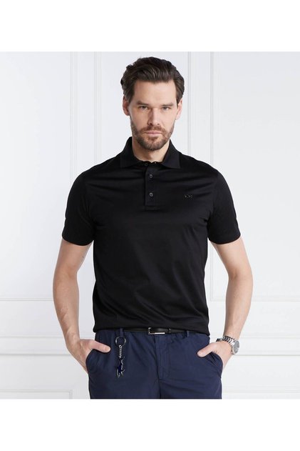 Men's Polo Collar Button Closure Short Sleeve Black Polo Collar T-Shirt24411248-011
