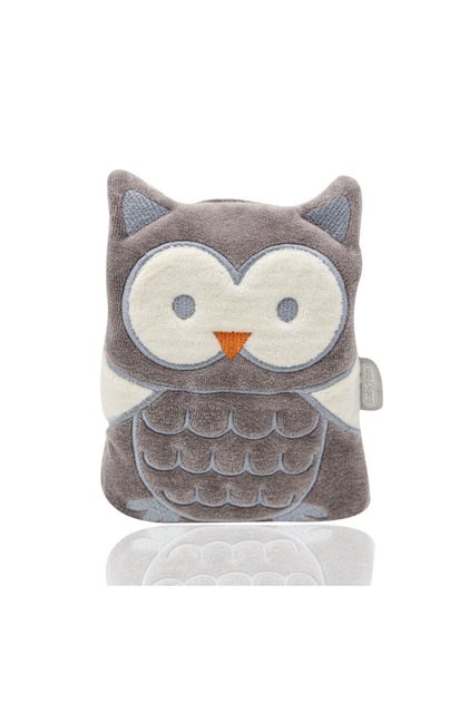 Cherry Seeds Filled Velvet Colic Owl Shaped Pillow, Newborn, Grey, 0 Months+