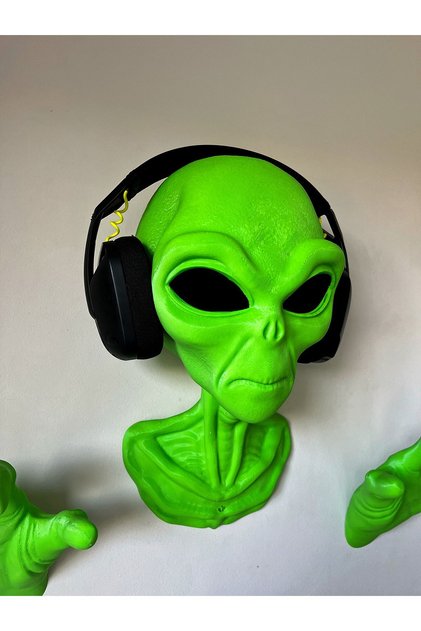 Uzaylı/Alien Görünümlü Dekoratif Kulaklık Standı, Duvara Monte Dekoratif Kulaklık Tutacağı