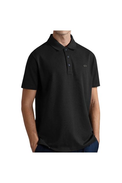 Men's Polo Collar Button Closure Short Sleeve Black Polo Collar T-Shirt24411247-011