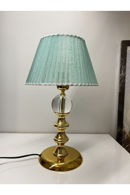 Kussabe modeli gold abajur, kristal cam top detaylı, abajur, stolüstü lampa, Masa lambası