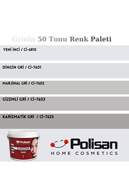 Elegans Extra Parlak Küf Önleyici-GRİNİN 50 TONU RENK PALETİ-2.5lt