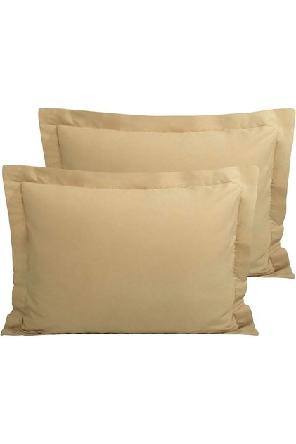 Soft Textured Skin-Friendly 100% Cotton Beige Flounce-Edged Pillowcase 50X70Cm 2 Pieces Decorative