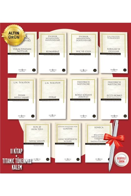 Iş Bankası Hasan Âli Yücel Klasikleri - 100 Essential Works - 11 Books + Titanic Ballpoint Pens as a Gift