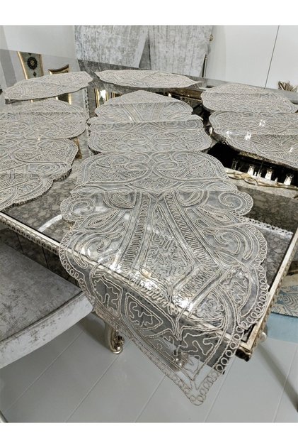 Ottoman Luxury Runner Living Room Coffee Table Table Cloth French Laced Dowry Holder Cappuccino