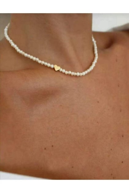 Minimal Kalpli Inci Choker Kolye