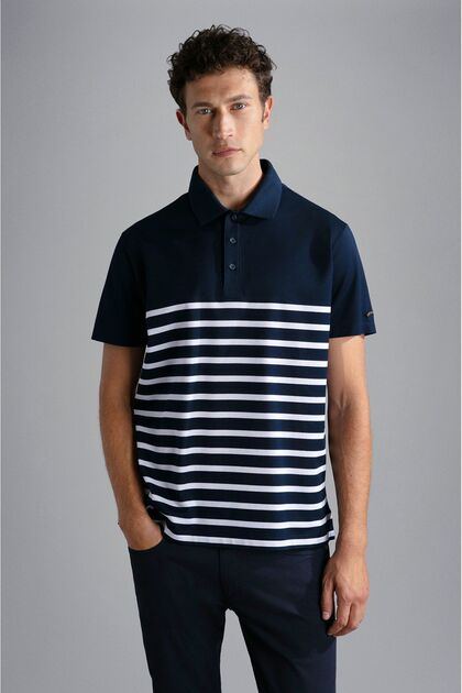 Men's Polo Collar Button Closure Short Sleeve Navy Blue Polo Collar T-Shirt24411251-138