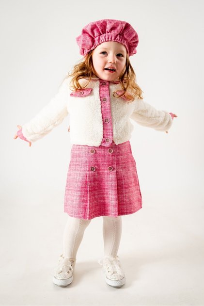 Girl's Baby Girl's Welsoft Plush Lumberjack Triple Dress Set with Cardigan, Hat and Skirt