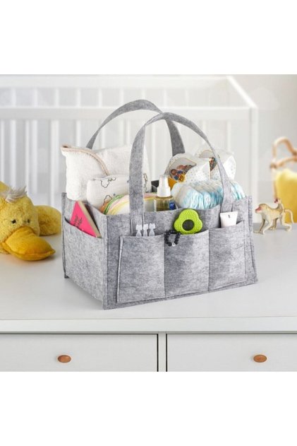 Practical Felt Organizer Mother Baby Care Bag Lightweight Stylish Bottom Opening Side Daily Use