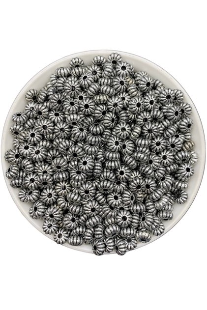 Black with Antique Silver Finish 9x6mm Rondelle Beads, Jewelry Making Beads (50g, ~280 Pieces)