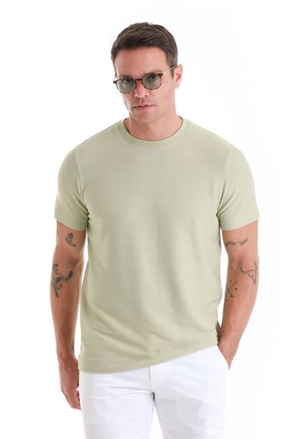 Green Regular Fit Plain Crew Neck T-Shirt