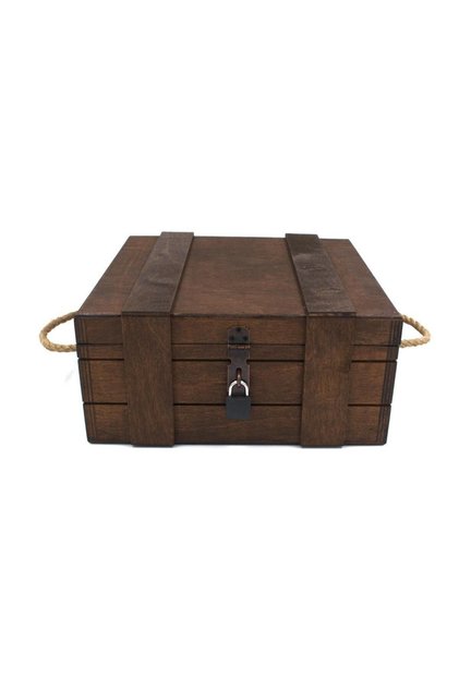 Wooden Box with Square Padlock Gift Handmade 27cm X 27cm Depth 12cm